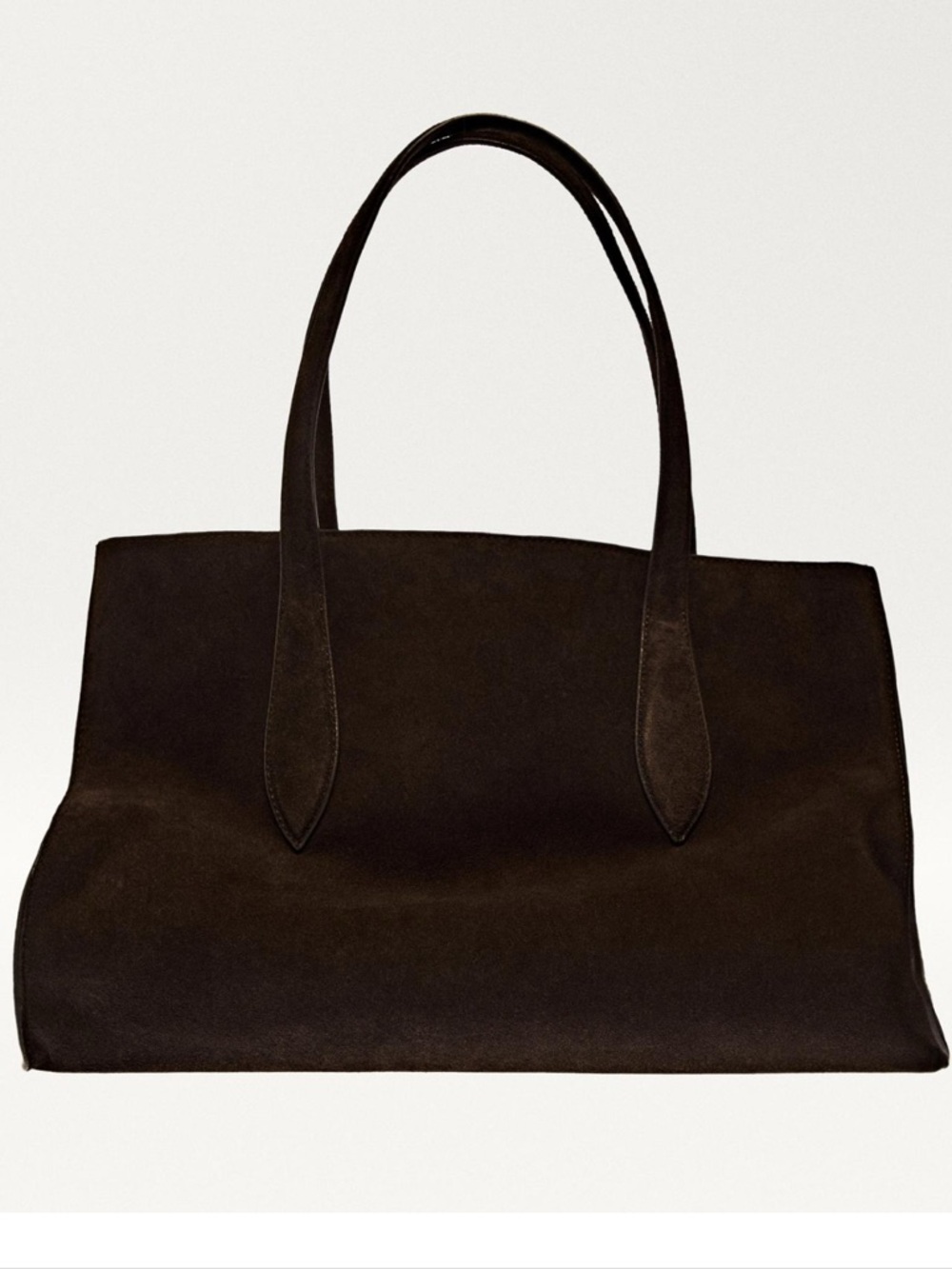 Massimo Dutti- Classic Dark Brown Suede Women's Tote Bag- New